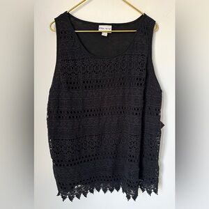 NWT Ava & Viv Black Layered Floral Eyelet Sleeveless Tank Top Women’s Plus 3X